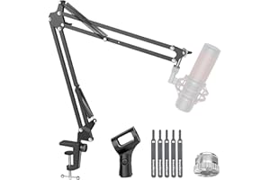 InnoGear Microphone Arm, Upgraded Mic Arm Microphone Stand Boom Suspension Stand with 3/8" to 5/8" Screw Adapter Clip for Black Yeti Snowball, Yeti Nano, Yeti x and other Mic