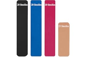 NELLHOMY 85 Pcs Kinesiotapes,Kinesiologie Tape Precut,Wasserfestes Elastisches Tape Sport Physio Kinesi Tape für Knie, Schulter und Ellenbogen, Muskelstraffende Bänder, 60Pcs 25 * 5cm+25Pcs 15 * 5cm