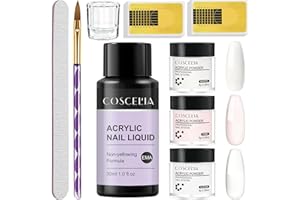 COSCELIA Kit Uñas Acrilicas Con 3 Colores Acrilico Polvo,30ML Liquido Acrilico,Acrilico Para Uñas Profesional,Kit de Uñas Acrilicas,Kit de Acrílico Para Principiantes Set de Manicura