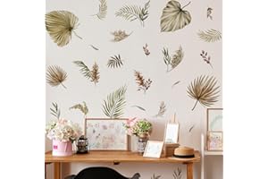 PSOWQ 16 pegatinas de pared con hojas de palma bohemias, pegatinas de pared con plantas tropicales, pegatinas de pared para dormitorio, sofá, decoración de pared de fondo de sala de estar