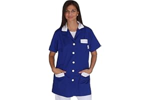 tessile astorino Ricamo Gratuito - Camice da Lavoro Donna - Divisa per Maestra, Imprese di Pulizia, Parrucchiera, Estetista, Scuola Infanzia - Vari Colori - Casacca Personalizzata