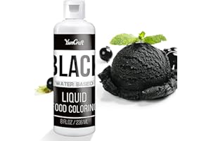 YUMCRAFT Lebensmittelfarbe - Hoch Konzentriert Flüssig Lebensmittel Farbe zum Kuchen, Backen, Ostereiern, Getränken - Zuckerfrei Food Coloring für Fondant, Zuckerguss, Slime, Tortendeko (Schwarz, 236ml)