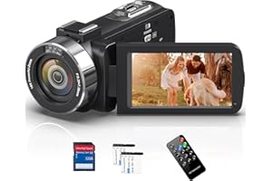 PITIKI Videokamera 4K 48MP Camcorder mit IR Nachtsicht, 18-Facher Digitalzoom 30FPS Video Kamera Recorder, 3.0-Zoll-LCD Touchscreen Webcam Vlog Kamera für YouTube mit Fernbedienung, SD-Karte und 2 Akkus