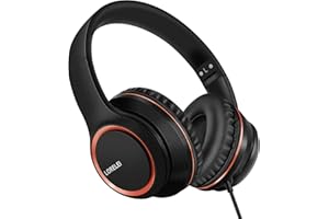 LORELEI X8 Over-Ear-Kopfhörer mit Mikrofon mit 1,45 m verwicklungsfreier Nylonschnur und 3,5-mm-Stecker, leicht, faltbar und tragbar, für Smartphone, Tablet, Computer, MP3/4, Schwarz (Space Black)