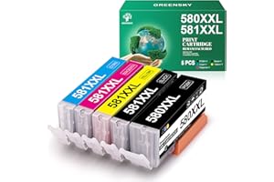 GREENSKY PGI-580 CLI-581 XXL kartridże do drukarki kompatybilne z Canon 580 581 Multipack do Canon TR8550 kartridże do drukarki Canon TS6350 do Pixma TR8550 TS705 TS6150 TS6250 TR8500 TS8350 (5 sztuk)