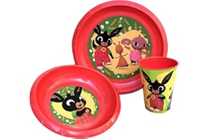 CARTOON Zestaw kleik Bing, Flop, Sula, Pando, 3 sztuki, talerz płaski, dno, szkło, plastikowe naczynia wielokrotnego użytku