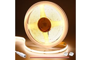 GOMING Tira LED COB 12V Blanco Cálido 3000K 5M 11W/M CRI 93+ Luminiscencia Lineal Alta Densidad 312LED/M No Impermeable IP20 Luces LED para Sala de Estar Dormitorio y Más(Sin Alimentación)