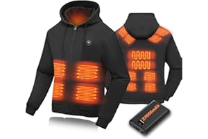 NEEMOSI Beheizbarer Hoodie mit 27000mAh Powerbank Herren Damen, 14 Zonen Heizung 3 Einstellbar Temperatur Zipper Hoodie, Beheizbarer Pullover für Outdoor Wandern,Skifahren, Angeln, Motorrad, Camping