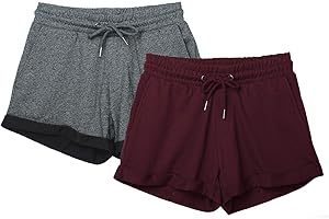icyzone Short de Sport Femme Pantalon Court pour Jogging Fitness, Short d'entraînement décontracté, Lot de 2