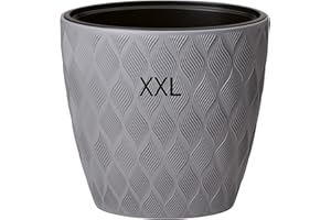 ‎MELTOM MELTOM Pflanzkübel Slim XXL Oval 3D Effekt Farbe mit Herausnehmbaren Einsatz, H: 60 cm (Grau)