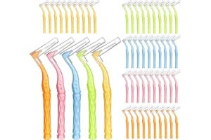 ‎JJSHUND 50 Stück Interdentalbürsten, L-Förmige Zahnzwischenraumbürsten in 5 Größen mit Rutschfestem Griff Dentalbürsten für Zahnreinigung Zwischenräume Mundreinigung Zahnspangen (5 Farben)