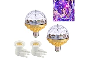 ZXCVB 2 Pack Colorful Rotating Magic Ball Light, 2022 New Colorful Magic Rotating Ball Light, LED Car Atmosphere Light Disco Ball Halloween Dance Party Stage Light (Gold, Lamp +UK lamp Holder)