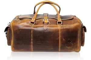 Corno d´Oro Premium Reisetasche Herren Leder Groß 40L I Handgefertigter XXL Weekender Damen mit breitem Schultergurt I Handgepäck Tasche braun für Flugzeug