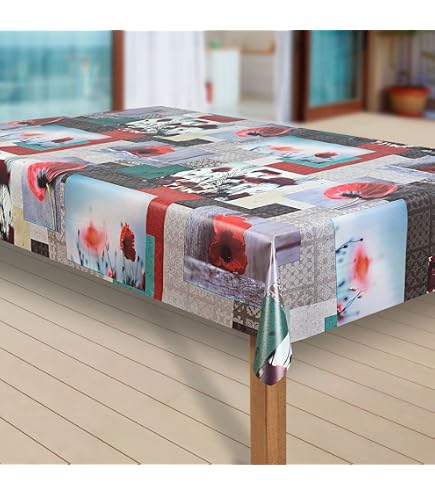 Laro Wachstuch-Tischdecke 80x80 Cm – Abwaschbar & Wasserabweisend Für Garten, Küche & Wohnzimmer – Muster: Welle Sahara Grau/Beige