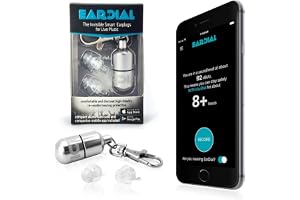 EarDial HiFi-öronproppar - Osynligt hörselskydd för konserter, musikfestivaler, musiker, motorcyklar och andra diskreta bekväma högkvalitativa brusreduceringar. Med kompakt fodral och app