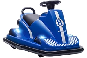 AIYAPLAY Kids Bumper Car, 360° Rotation Spin Electric Waltzer Car with Steering Wheel Control, Ride on Vehicle Toy with Colourful LED Lights, Music for Ages 3-8 Years Old, Blue