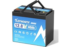 KEPWORTH Batteria al litio LiFePO4 12V40Ah, Per RV, carrello da golf, pannello solare, auto per bambini, campeggio, Sistema di allarme