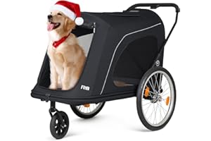Beberoad Dog Stroller & Pet Trailer for Large Dogs, R8 Foldable Pet Stroller, Elderly, Disabled, and Pregnant Dogs - Conveniently Carriable by Bike and Car (Black)