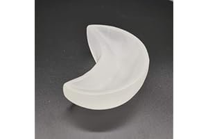 HEIMTEX Selenite Bowl (Hexagon, Oval, Moon) Cleansing Bowl, Cleansing, Charging, Meditation, Energy, Crystal, Healing (Moon)