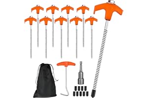 Realtopdo 10Stk. Drehbare Zeltheringe mit Gewinde aus Stahl, 20cm Schraubheringe Stabile Heringe für Camping, Zelt Zubehör Camping Zelthaken Erdnägel zum Schrauben für harten Boden Wald Wiesen Gras