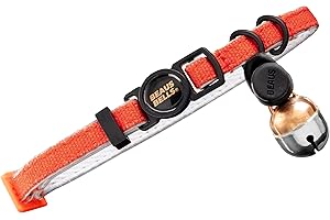 Beaus Bells - Recycled Cotton Cat Collar with Beau's Bells | Reflective, Anti-Fray, Water-Repellent, Breakaway Buckle