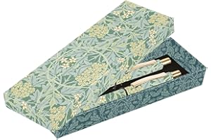 THE GIFTED STATIONERY CO. LTD. TGSC - Ballpoint Pen Set - William Morris Jasmine Design - 2-Pack Pens - Gift Box - Effortless Writing, Anti-Smudge Ink, Long-Lasting Ballpoint Pens - Experience Timeless Elegance in Writing