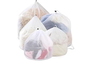 FAMKEEP 5 Piezas Bolsa Lavadora, Bolsa para la Colada con Cordón, Bolsa de Colada de Malla Fina Reutilizable para Camisas con Calcetines de la Ropa Interior