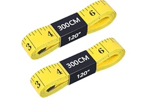 Alinana Tape Measure for Body - 2 Pack (120in 3M) Double Scale Sewing Measuring Tape for Tailors - Portable Fabric Tape Measure in Yellow