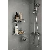 Sas Haus Tek Katlı Duş Rafı &ndash; Kancalı Banyo Şampuanlık &amp; Organizer 2 Adet Krom TŞ-01