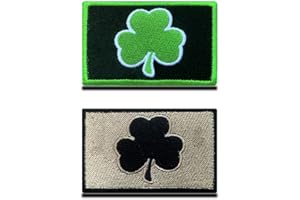ZCKETO 2 St.Irisch Klee Emblem Glückliches Shamrock Bestickter Aufnäher Gestickt Abzeichen mit Klett Applikationen für Kleidung Taschen Rucksack Uniform Weste Hundegeschirr Militär Taktisch