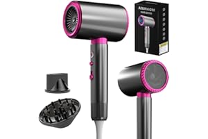 AIUNAOM Sèche-cheveux Ionique 2400W Silencieux et Puissant, Séchage Rapide avec Fonction Froid/Chaud, 3 Vitesses, Concentrateurs & Diffuseur, Parfait pour Maison, Salon et Voyage