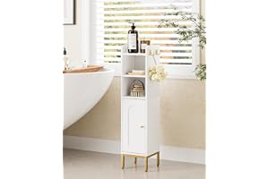 HEYZOEY badrumsskåp smalt, fristående badrumsskåp, höga badrumsskåp med dörr, smalt skåp för badrum, kök, vardagsrum, sovrum