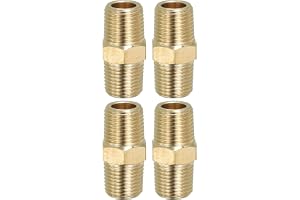 PATIKIL Massiv mässing sexkant-rörskruvadapter, 4-pack 1/8 tum NPT x 1/8 tum NPT hane vattenledningsförbindelsekopplingar