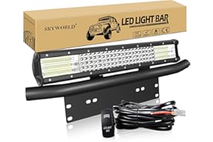 SKYWORLD LED Light Bar, 20 inch 510W Spot Flood Combo Beam Work Driving Lamp with License Plate Mounting Bracket 12V Wiring Harness Kit Rocker Switch for Truck Offroad Car ATV SUV 4X4 Boat