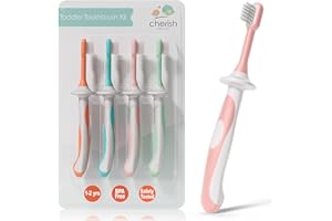 Cherish Baby Care Set di Spazzolini Bambini (4 Pezzi) - Spazzolino Bambini 1 Anno, Senza BPA, Progettato da un Dentista Pediatrico, Spazzolino Silicone Bambini, Spazzolino 1-2 Anni