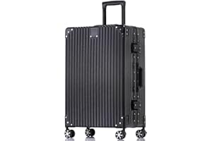 yuweijie Valigia Bagaglio a Mano con telaio rigido in alluminio e coque in 100% PC. Valigia Trolley con 4 Ruote Doppie Girevoli e Lucchetto TSA Integrato(S,36.5x20.5x55CM,35L,Nero)
