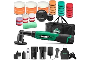 BATOCA S6 Mini Lucidatrice Auto,Lucidatrice a batteria per il detailing,25mm/75mm Disco Lucidatore,Lucidatura Rotante&Eccentrica,6 Velocità 1000-5000RPM,Macchina per Lucidare Multiuso