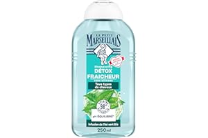Le Petit Marseillais , Shampooing Détox Fraîcheur Infusion de Thé Vert Bio (flacon de 250 ml) – Shampoing sans silicone pour tous types de cheveux – 98 % d'ingrédients d'origine naturelle
