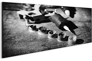 islandburner Bild Bilder auf Leinwand Tattoo Maschine und Tattoo Zubehör auf dunklem Hintergrund. Retro-Stilisierung Wandbild, Poster, Leinwandbild KVK