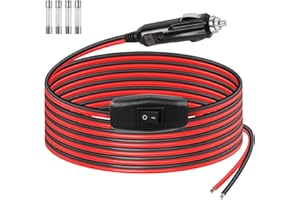 GELRHONR Spina maschio per accendisigari da 12 V con cavo e interruttore on/off, ricambio per presa accendisigari da 15 Amp, cavo resistente con luce LED per auto, radio Cb, compressore d'aria (2 m)