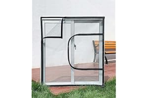 DUCHEN NEW Window Protection for Cat Protection Net Mesh with Zipper,Fly Screen Self-Adhesive Netting Anti-Mosquito Insect,Cut To Size