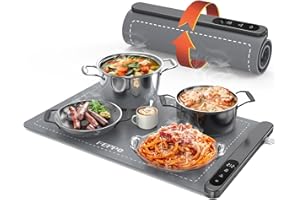FEPPO Food Warming Mat, (L 20"x13") Food Warmers for Parties Buffet, Upgrade High-tech Graphene Heating Film, Fast Full Surface Electric Warming Tray with 6 Level Temperature and 6 Hours Timer
