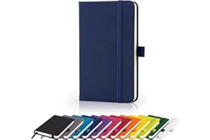 Savvy Bee Premium A6 Notebook New Lined Pocket Hardback Small Journal with pen loop, elastic closure and ribbon marker 196 pages / 98 sheets Notepad Note Book Notes Pad (Navy)