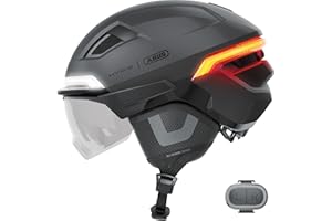 ABUS Casque de vélo HYP-E ACE - avec feu Avant, feu arrière et Clignotant - avec visière et protège-Oreilles - Convient Aussi pour E-Bike et S-Pedelec - pour Femmes et Hommes