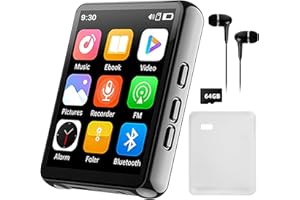 DINGBIU 64GB Bluetooth MP3 Music Player - with 2.4" Full Touch Screen Built-in Speaker Portable Digital Music Player FM Radio Recorder HiFi Sound Wired Earphones Included, Support up to 128GB