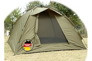 ‎Q-TAC Q-Tac Ruck Zuck Bivvy Angelzelt, 3 Mann Karpfenzelt [mit herausnehmbarer Bodenplane] Angel Zelt 300 cm x 300 cm x 160 cm, Wassersäule 4000 mm