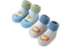 STOLPYZH Baby Warm First Walking Shoes Slippers Socks Shoes Girls Boys Anti Slip Soft Newborn 2 Pairs