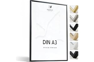 Heimlich® 1x Bilderrahmen DIN A3 30x42 cm Schwarz Metall Rahmen 1-Pack | Dokumentenrahmen 29,7x42 cm Groß Collage | Metallrahmen Alu-Bilderrahmen Aluminium | Picture Frame A3 Fotorahmen