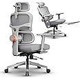 DROGO Premium Ergonomic Office Chair for Work from Home, Computer Chair with Adaptive Lumbar Support & Headrest, 4D Armrest, Footrest & Recline, Desk Mesh Chair for Office/Home (Grey)