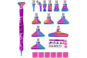 Jodimitty 20 Stück diamond paint Zubehör Handwerk für Erwachsene Kinder, lila Doppel Kopf Diamond Paint Pen mit schillernden austauschbaren Stiftköpfe und Malerei Leim Ton und Aufbewahrungsbox